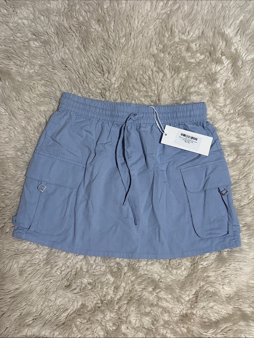 Cotton Rhythm Light Blue Cargo Mini Skirt with Drawstring